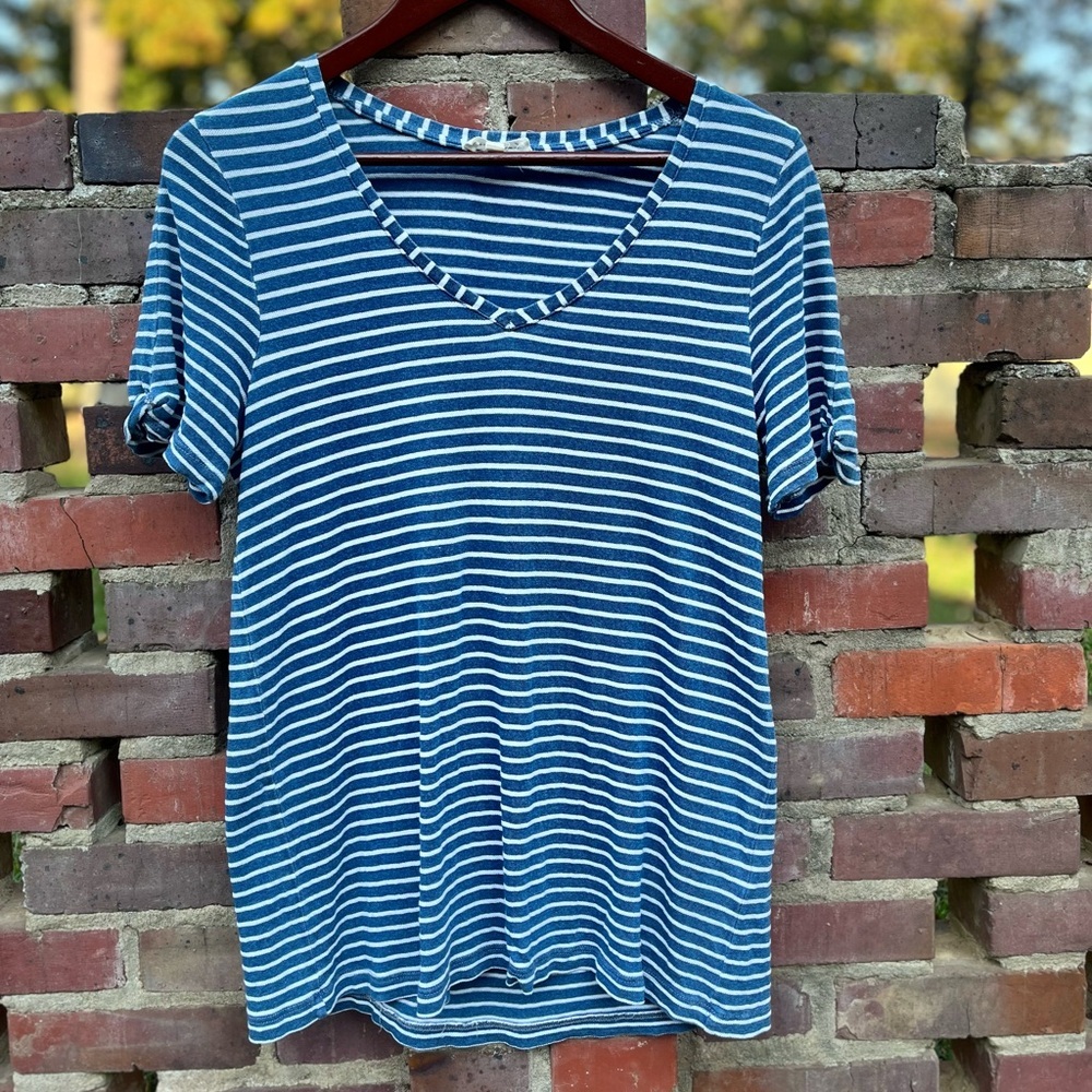Blue Striped Crew Neck T-Shirt